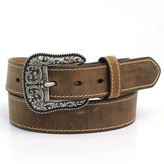 Ariat A1523402 Western Fashion Leather Belt Ariat Belts, Country Belts, Cowgirl Belts, Womens Leather Belt, Boot Jewelry, Belt Leather, Western Belts, Brown Leather Belt, M F