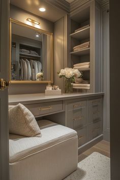 the dressing room is clean and ready to be used as a dressing area for someone's personal belongings