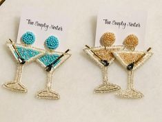 Adorable martini earrings. Super lightweight, 2 1/2 inches long. Martini Earrings, Claw Earrings, Novelty Earrings, Cocktail Earrings, Plastic Earrings, Face Earrings, Bridesmaid Proposal Gifts, Flat White, Espresso Martini