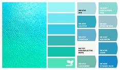 shades of blue and green are featured in this color palette