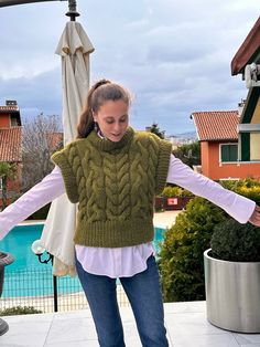 Women's Knit Green Tank Top, Green Wool Vast, Sleeveless Jumper Sweater, Women's Loose Knit Cardigan, Autumn Winter Warm Vest, Casual Vest Hand-knitted green tank top, vest, sleeveless sweater of warm autumnal and winter season. This cosy sweater is perfect for wearing on a wintery walk. This colourful sweater is very comfortable and warm, suitable for giving exquisite gifts to family and friends. Material: Acrylic & Yarn Wool Hand-knitted 100% Handmade Measurements:  - Length: 55CM/ 21.6 Inch - Shoulder Length: 20CM/ 7.8 Inch - Chest: 50CM/ 19.6 Inch - Width: 45CM/ 17.7 Inch Washing Instruction: -Gentle wash at 30 degrees (max) or handwashing - Do not tumble dry/iron/bleach Model Size: - M and 38 in EU letter size/6 in US letter Size/5 in UK letter size  - Height is 172 CM/67.71 Inch Ship Winter Knit Sleeveless Sweater Vest, Green Knit Vest For Fall, Winter Sleeveless Knit Sweater Vest, Knit Sleeveless Sweater Vest For Winter, Green Casual Vest For Fall, Casual Green Vest For Fall, Knitted Sleeveless Vest For Fall, Sleeveless Knitted Winter Sweater, Sleeveless Knitted Vest For Fall