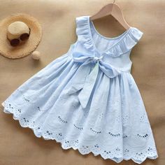 Light Blue Eyelet Ruffle Dress - girls casual dresses, Girls Everyday Clothing, girls summer clothing, Girls Summer Dresses, girls sundresses Doll Silhouette, Girls Summer Dress, Baby Doll Dress, Dress Woman, Dress Girls, Dressy Outfits, Casual Sets, Toddler Dress, Babydoll Dress