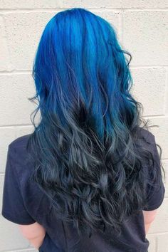 Extra Bright Ideas With Black And Colorful Ombre Reverse Hair, ombre reverse, Ombre Hairstyles for Long Hair ❤ #lovehairstyles #hair #hairstyles #haircuts #ombrehair Ombre Hair Color Purple, Ombre Hair Black, Bright Blue Hair