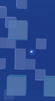 an abstract blue background with squares and stars in the sky, as well as a small white object