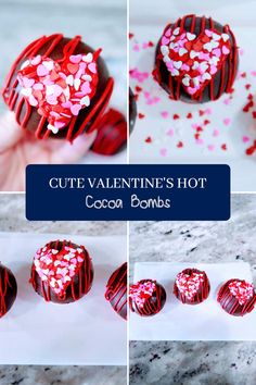 valentine's day chocolates with red and white sprinkles on them