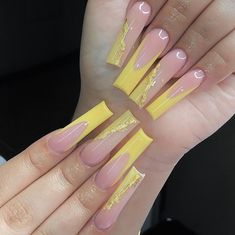 Yellow French Tip, Acrylic Nails Yellow, Yellow French, Yellow Nails Design, Nails Yellow, Graduation Nails, White Acrylic Nails, Cute Acrylic Nail Designs