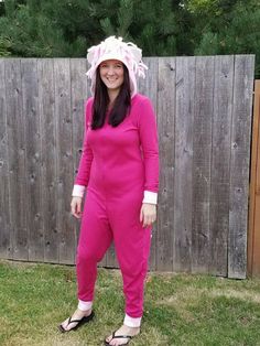 The Women's Cosplaysuit isn't just for costumes! Snag this incredibly versatile pattern to create pajamas, costumes, and more! The bodysuit features a slightly dropped crotch and a semi-fitted body with sleeve and leg cuffs and a center front zipper. You can finish the neck with a simple band for the perfect pajamas, or add a hood for extra coziness and so many more possibilities! The pattern includes options for adding ears to your hood to create several different animal looks! Be a cow, bunny, Novelty Long Sleeve Cosplay Costume, Playful Long Sleeve Onesie For Costume, Playful Long Sleeve Onesie Costume, Playful Long Sleeve Onesie For Costumes, Pink Long Sleeve Costumes For Costume Party, Pink Long Sleeve Costume For Costume Party, Pink Long Sleeve Cosplay Costume For Halloween, Playful Fitted Onesie For Sleepovers, Novelty Winter Cosplay Costumes