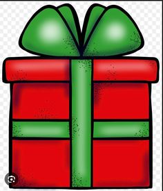 a red and green gift box with a green bow on it, transparent background png