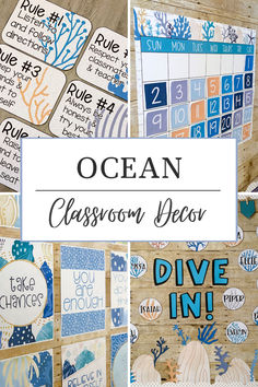 ocean classroom decor with text overlay