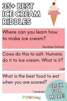 the ice cream riddle is shown in pink