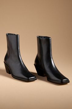 Leather upper Rubber sole Pull-on styling Imported | Square-Toe Ankle Boots by Anthropologie in Black, Women's, Size: 41, Leather/Rubber Chelsea Boots Men Outfit, Boots Men Outfit, Square Toe Ankle Boots, Lacy Tops, Boots Square Toe, Chelsea Boots Men, Trending Dresses, Black Fits, Boot Shop