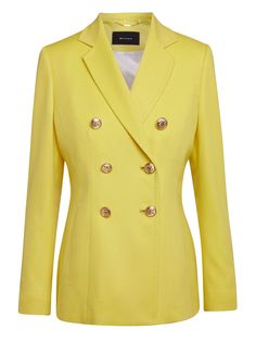 This double-breasted six-button jacket comes in a luxurious yellow cashmere. Attention to detail has always been key to Kiton: at our woollen mill in Biella, we are constantly experimenting, which has allowed us to create innovative fibres and textures with a specific focus on sustainability and protecting the environment. This jacket features a slim fit, regular lapels, and an extremely clean shape with seam pockets and no vents. It is fully lined in white pure silk and is embellished with golden buttons inspired by the British navy. Every Kiton jacket is a design masterpiece: it is entirely hand-cut and sewn by around 25 master craftsmen in Naples who devise and perform a 1800-step architectural process. Perfect for both formal occasionsand leisure, this jacket gives your casual style an Luxury Wool Blazer With Gold Buttons, Business Wool Outerwear With Gold Buttons, Wool Blazer With Gold Buttons For Work, Classic Yellow Blazer For Office, Elegant Yellow Business Blazer, Elegant Yellow Blazer For Business, Elegant Yellow Office Blazer, Tailored Wool Blazer With Covered Buttons, Wool Blazer With Covered Buttons For Workwear