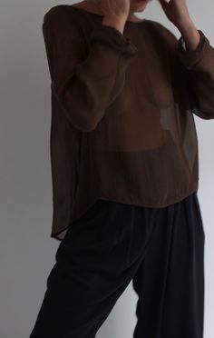 Esme Sheer Silk Blouse Chic Sheer Cream Blouse, Luxury Silk Chiffon Sheer Blouse, Black Sheer Silk Blouse, Sheer Silk V-neck Top, Luxury Sheer Silk Chiffon Top, Silk Tunic, Classic Heels, Feel It, Silk Blouse