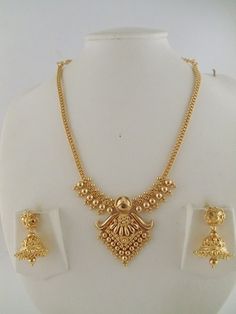 15 Latest Collection of Gold Necklace Designs in 15 Grams | Styles At Life 1 Gram Gold Jewellery, Gold Pendant Jewelry, Gold Bride Jewelry, Gold Jewelry Earrings