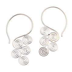 Resembling stylized clouds elegant spiral patterns are crafted by hand from sterling silver. Balinese artisan Diah Arini designs these magnificent drop earrings. Adjustable Spiral Sterling Silver Earrings, Hypoallergenic Sterling Silver Swirl Earrings, Sterling Silver Swirl Jewelry With Matching Earrings, Unique Sterling Silver Swirl Earrings, Sterling Silver Swirl Earrings, Silver Swirl Sterling Silver Earrings, Silver Swirl Earrings, Stylized Clouds, Spiral Pattern