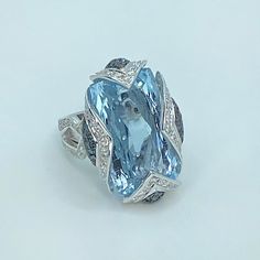 White Diamond Ring, Aquamarine Blue, Domed Ring, Aquamarine, White Diamond, Diamond White, Ring Designs, Diamond Ring, Rings For Men