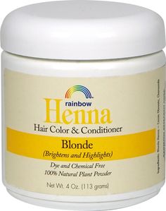 Rainbow Research Henna Hair Color and Conditioner Blonde -- 4 oz - Vitacost Blonde Henna, Rainbow Henna, Henna Hair Color, Brown Henna, Blonde Dye, Red Henna, Rainbow Hair Color, Color Conditioner, Henna Hair