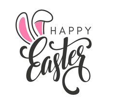 the words happy easter written in black and pink