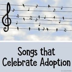 the cover of songs that celebrate adoption, with music notes and trebles flying in the air