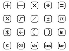 the symbols for different types of font and numbers are shown in black on a white background