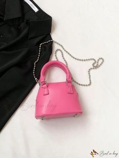 Bird in Bag - Fashionable Alphabet Pint Handbag with Metallic Accents Trendy Pink Portable Satchel, Trendy Pink Bucket Bag With Mobile Phone Holder, Trendy Pink Bucket Bag With Phone Holder, Trendy Pink Handheld Bag, Trendy Party Satchel, Trendy Pink Handheld Box Bag, Trendy Portable Bucket Bag, Trendy Party Tote Satchel, Trendy Top Handle Bucket Bag For Party