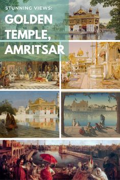 the golden temple, amritsar and other paintings are shown in four different pictures