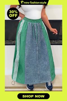 knowfashionstyle Street Colorblock Print Draw String Lace Up Loose High Waist Speaker Denim Maxi Skirt Trendy Patchwork Denim Skirt For Spring, Casual Patchwork Denim Skirt, Trendy Patchwork Summer Skirt, Trendy Patchwork Skirt For Summer, Trendy Summer Patchwork Skirt, Casual High Waist Patchwork Denim Skirt, Casual Patchwork Skirt, Casual Denim Patchwork Skirt, Casual Patchwork Skirt For Spring