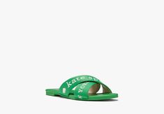 We love a good sandal that's both cute and versatile. It's also a fantastic way to show off your fresh pedi. | Kate Spade Piper Slide, Fresh Greens - 6.5 Green Flat Slides With Removable Insole, Green Sandals With Cushioned Footbed For Spring, Green Slide Sandals For Spring, Flat Green Sandals With Removable Insole, Kate Spade Open Toe Sandals For Spring, Kate Spade Spring Open Toe Sandals, Kate Spade Synthetic Sandals For Spring, Green Flat Heel Slides For Spring, Green Sandals With Branded Insole And Flat Heel