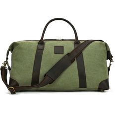 Waxed Canvas Duffle Bag with Genuine Leather Green Duck Canvas Travel Bag, Duck Canvas Bag With Leather Patch For Everyday Use, Everyday Duck Canvas Bag With Leather Patch, Travel Bag With Leather Patch And Duck Canvas, Travel Bag In Duck Canvas With Leather Patch, Khaki Canvas Duffle Bag For Daily Use, Large Capacity Waxed Canvas Weekender Bag For Outdoor, Khaki Canvas Duffle Bag, Outdoor Canvas Travel Bag With Leather Trim