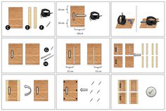 the instructions for sliding doors are shown in several different positions, including an open and closed door