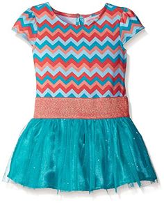 Youngland Little Girls Jersey Chevron Printed Drop Waist Tutu Dress TurquoiseMulti 5 -- Be sure to check out this awesome product.(It is Amazon affiliate link) #white Justice Clothing 2010, Scuba Dress, Autumn Fashion Casual, Chevron Print, Woven Dress, Drop Waist, Girls Sweaters, Tutu Dress