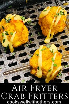 Crab fritters in the air fryer basket Crab Balls Recipe, Crab Cake Bites, Fishball Recipe, Crab Balls, Fried Crab Cakes, Air Fryer Crab, Cake Ball Recipes