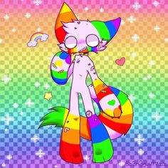 an image of a cartoon cat with rainbow colors