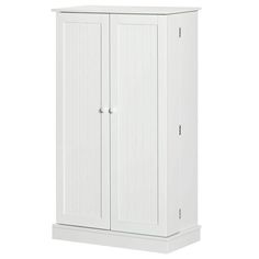 a white cabinet with two doors and drawers