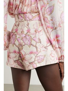 ZIMMERMANN Matchmaker belted pleated floral-print linen shorts | NET-A-PORTER Flat Dress Shoes, Dress Flats, Printed Linen, Linen Shorts, Everyday Wardrobe, Jeans Dress, Net A Porter, Fashion Watches, Short Outfits