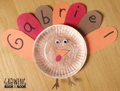 a paper plate with a turkey on it