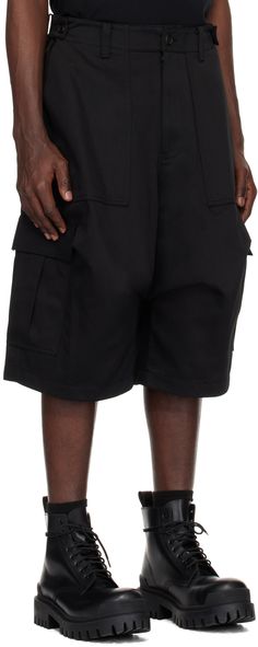 Polyester- and cotton-blend twill shorts. · Belt loops · Adjustable button tabs at waistband · Four-pocket styling · Zip-fly · Cargo pocket at outseams · Logo embroidered at outseam Supplier color: Black Utility Bermuda Bottoms With Built-in Shorts, Utility Style Bottoms With Cargo Pockets, Utility Style Cargo Shorts, Utility High-waisted Cargo Shorts With Patch Pockets, High-waisted Utility Cargo Shorts With Patch Pockets, Utility Style Shorts With Cargo Pockets, High-waisted Cargo Shorts With Patch Pockets, Utility Cargo Shorts With Patch Pockets, Utility High-waisted Shorts With Patch Pockets