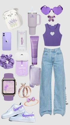 Cute Easy Outfits For School, Preppy Purple, Purple Preppy, Purple Cute, Fashion Preppy, Looks Pinterest, Teen Clothes, Casual Outfits For Teens, Cute Dress Outfits