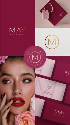 the logo and business card design for may boutique