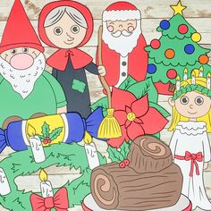 an image of christmas scene with santa and elves