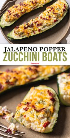 jalapeno popper zucchini boats on a plate