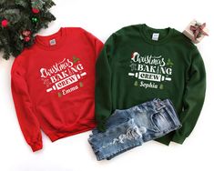 "*Personalized Christmas Baking Crew Matching Sweatshirts has a loose fit for a comfortable feel. Super soft cotton and excellent quality print make one to fall in love with it over and over again. Personalized Christmas Baking Crew Matching Sweatshirts, Family Baking Sweatshirts, Matching Christmas Baking Sweatshirt, Cookie Baking Crew FEATURES (Sweatshirt) - Loose fit - 50% Cotton; 50% Polyester (Fibre content may vary for different colors) - Medium fabric (8.0 Oz/yd² (271.25 g/m - Sewn in lab Family Sweater, Couples Sweaters, Couple Christmas, Funny Christmas Sweaters, Couples Sweatshirts, Matching Tees, Holiday Sweatshirt, Christmas Couple, Winter Sweatshirt