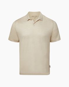 Stone Summer Linen Polo Shirt With Polo Collar, Classic Linen T-shirt For Summer, Classic Beige Polo Shirt For Summer, Classic Beige Summer Polo Shirt, Classic Linen Short Sleeve T-shirt, Summer Linen Tops With Polo Collar, Casual Linen Polo Shirt For Summer, Johnny Collar, Linen Shop