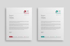 two letterheads on top of each other, one with a red and green logo