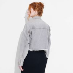 Cropped Denim Trucker Jacket from Wild Fable™. Crafted from heavyweight, 100% recycled cotton fabric. Tailored in a cropped silhouette with mid length. Features classic stitched-seam details with a collared neckline, a button-front design and long sleeves with buttoned cuffs. Two flap chest pockets with button closures complete the look. If you're not satisfied with any Target Owned Brand item, return it within one year with a receipt for an exchange or a refund. Wild Fable™: A look for every st Urban Cropped Outerwear With Pockets, Oversized Cropped Jacket With Pockets, Fitted Cotton Cropped Jacket For Spring, Spring Fitted Cotton Cropped Jacket, Cropped Cotton Outerwear For Streetwear, Trendy Fitted Cotton Cropped Jacket, Urban Cotton Denim Jacket For Spring, Urban Cropped Jacket For Spring, Spring Denim Cropped Jacket