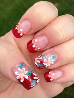 French tip nails with dots and flowers by Natalie Wolfe Nail art French Tip Nails With Dots, French Tip Nails Autumn, Stylish Women Outfits, Fall Nails French Tip, Fall Nails French, Fall French Tip Nails, Nails With Dots, Fall French Tip, Flower Nail Art Designs