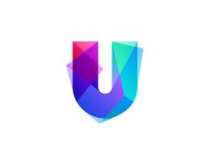 the letter u is made up of geometric shapes and colors, with an abstract design