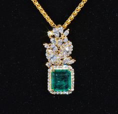 Emerald Diamond Pendant  Emerald Pendant  Certified Natural Luxury Gold Emerald Cut Gemstones, Gia Certified Gold Cluster Jewelry, Elegant Gold Gemstones Gia Certified, Elegant Gold Gia Certified Gemstones, Elegant Gia Certified Gold Gemstones, Gia Certified Gold Gemstones For Formal Occasions, Emerald Diamond Pendant, Journey Pendant, Opal Diamond Ring