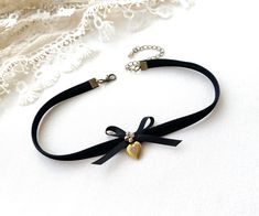 Vintage Heart Locket, Rosy Posy, Bow Choker, Prom Necklaces, Gold Heart Locket, Ribbon Choker, Beautiful Chokers, Black Choker Necklace, Satin Ribbon Bow