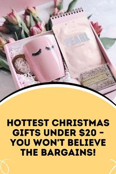 a pink box filled with lots of gifts under $ 20 - you won't believe the bargains